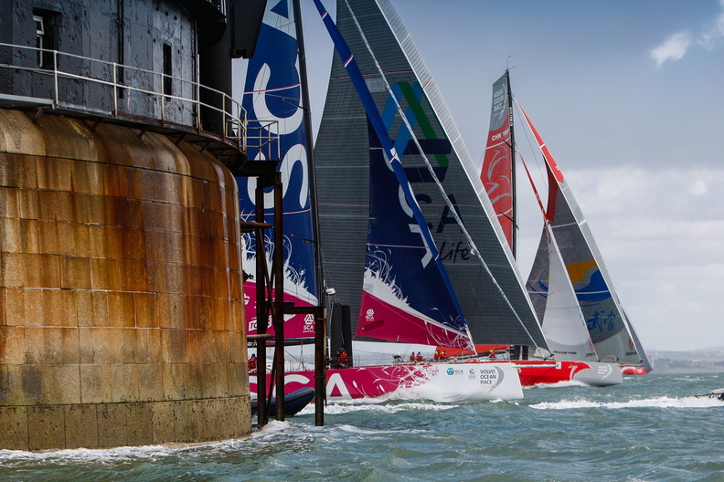 Volvo 65s SCA and Dongfeng pass through the forts.