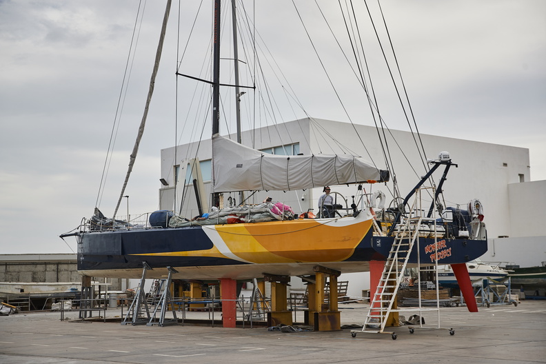 Roman Guerra's Monster Project makes use of the boatyard facilities at Marina Lanzarote