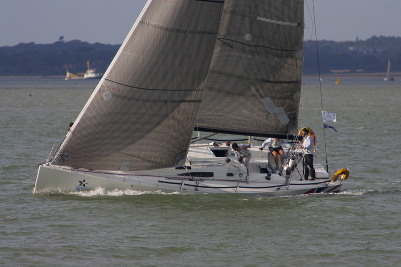 Cruising into the finish in the Solent