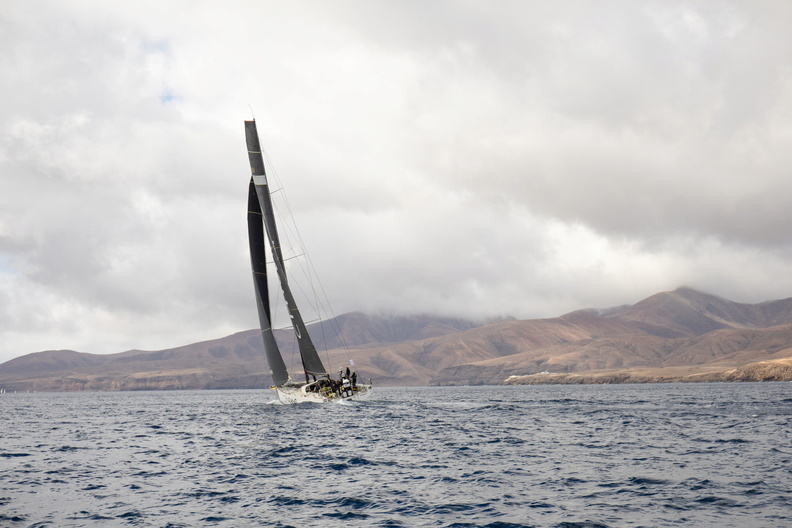 Sailing past the volcanic landscape of Lanzarote, VO65 Childhood I