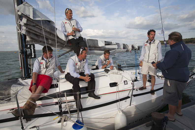 Pausing for a beer after finishing the race, the crew can enjoy a breather after the 1800nm race