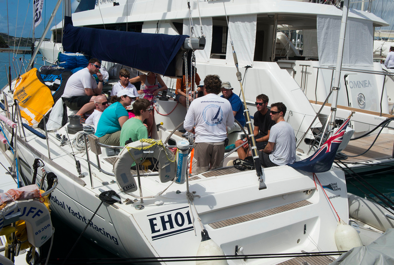 Briefing on board EHO1, Global Yacht Racing's First 47.7, EH01