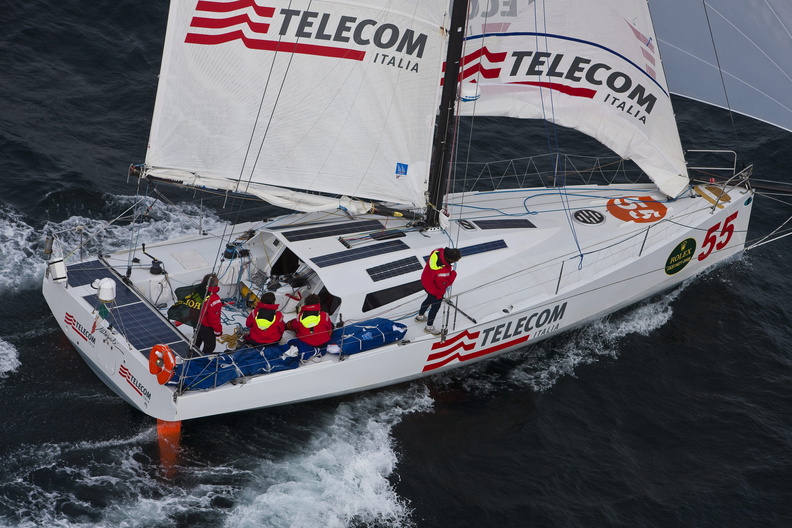 TELECOM ITALIA, Sail Number: ITA55, Owner: Giovanni Soldini, Design: Class 40 approaching Scilly Island