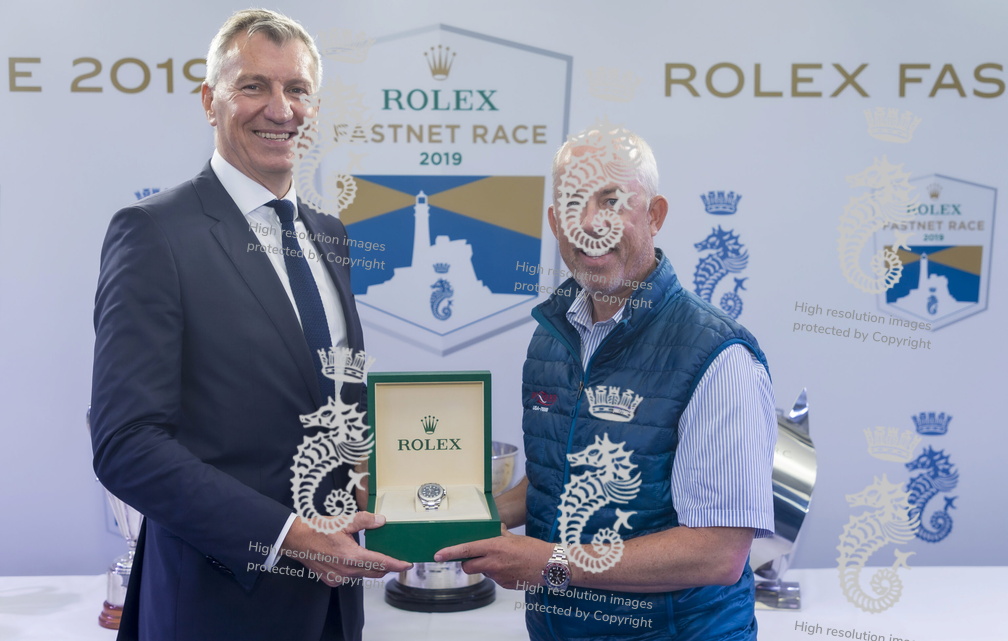 2019 Rolex Fastnet Race Overall winner - VO70 Wizard, owned by David (in photo) and Peter Askew