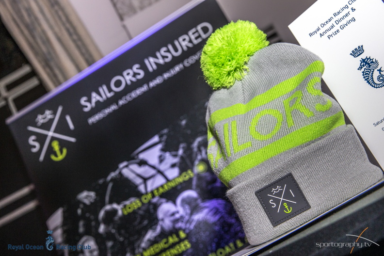 One of the evening's sponsors - Sailors Insured stand