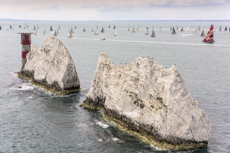 Converging at The Needles shortly after the race start