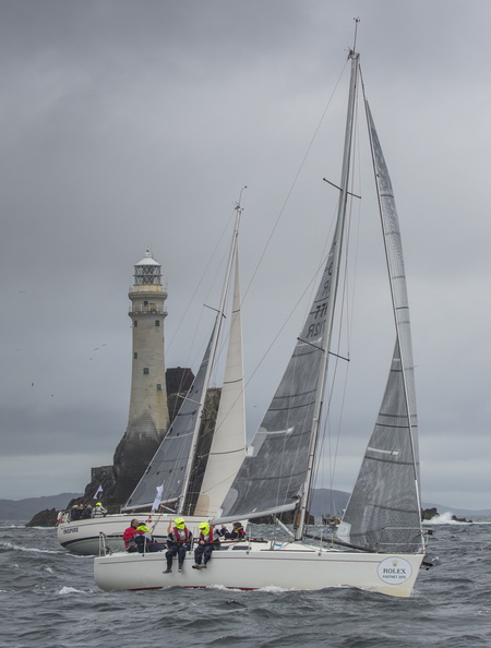 J-T'Aime and Inspire pass the Fastnet Rock