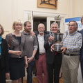 The crew of Saga with their trophy for winning IRC One