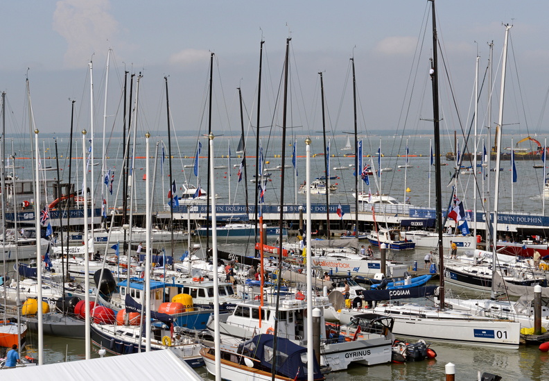 Yachts assemble in the Cowes Yacht Haven during registration for the Brewin Dolphin Commodores' Cup.