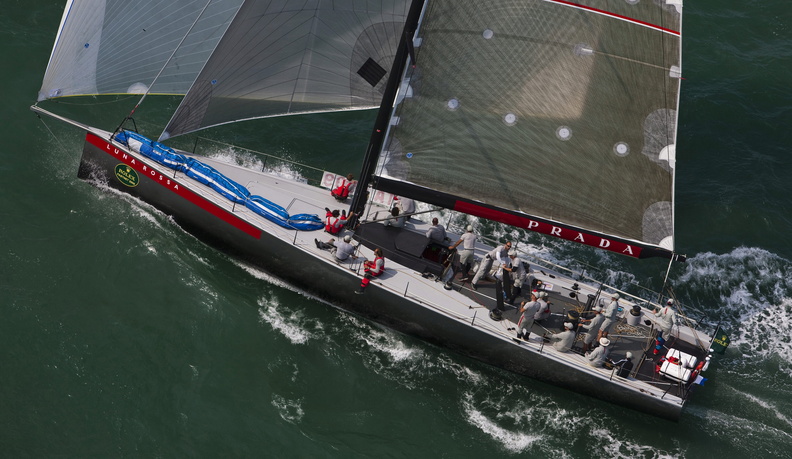 LUNA ROSSA, Sail Number: ITA4599, Owner: Vittorio Volonte, Design: STP 65 sailing off the Solent after the race start.