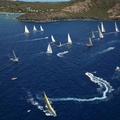 Spectator boats amongst the fleet at the start of the race 