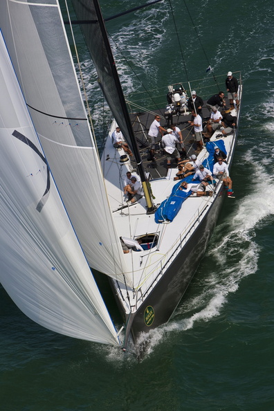 RAN, Sail Number: GBR7236R, Owner: Niklas Zennstrom, Design: JV 72 sailing off the Solent after the race start.
