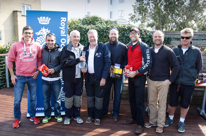 Strait Dealer crew accept their prize for winning IRC Two