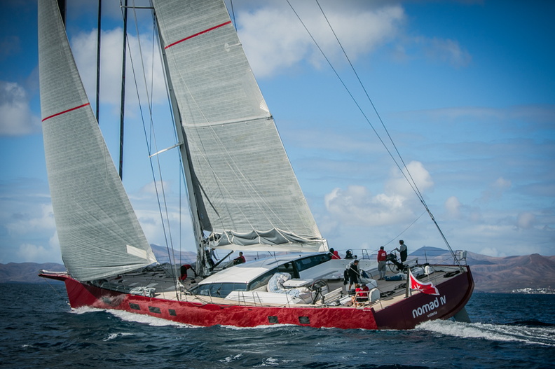 Jean-Paul Riviere's Finot 100, Nomad IV at the start of the RORC Transatlantic Race