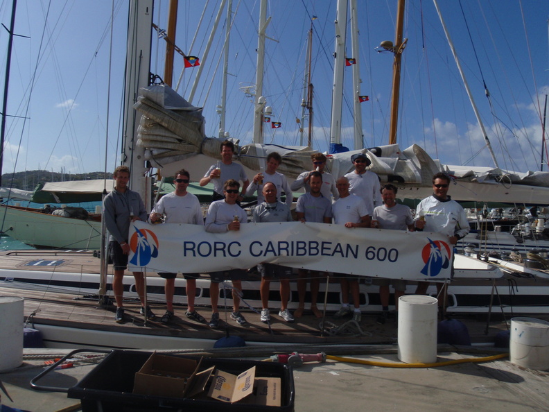 On the dock with Uxorious IV and their RC600 Finishers' banner