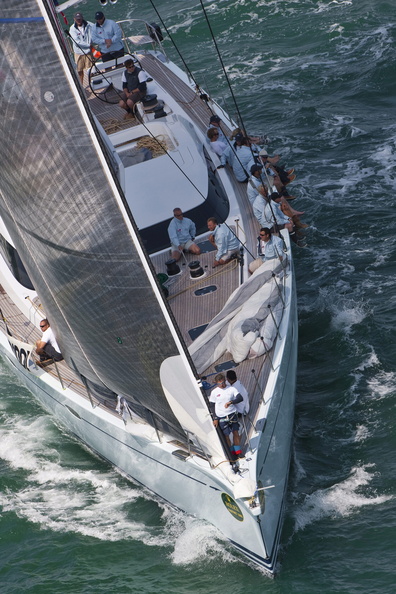 LIARA, Sail Number: GBR100L, Owner: Tony Todd, Design: Performance Yachts 100 sailing off the Solent after the race start.