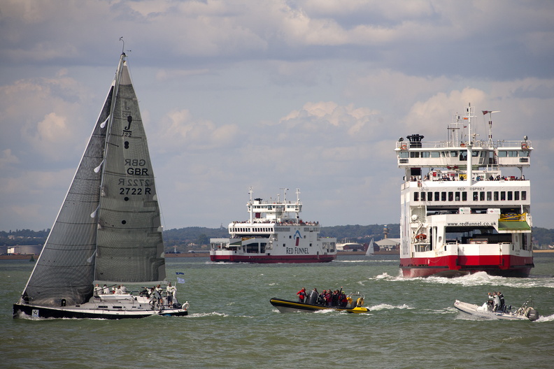 Passing Red Funnel ferries en route to the finish