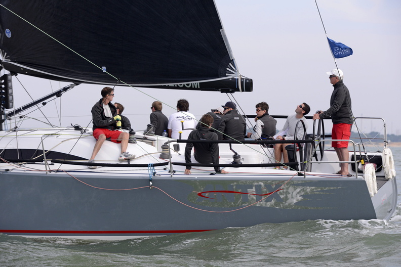 Anthony at the wheel of Antix, his Ker 39 sailing as part of Team Ireland
