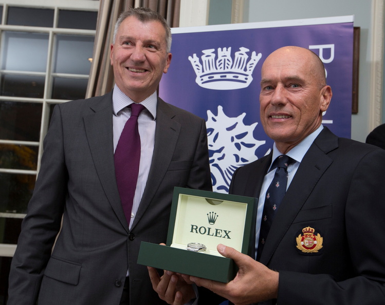 Igor Simcic presented with a Rolex timepiece by Richard de Leyser