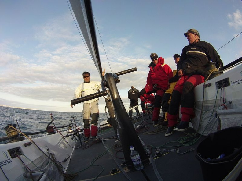 Crew of TP52 pace upwind. Photo-RORC. Photo:Full Copyright.