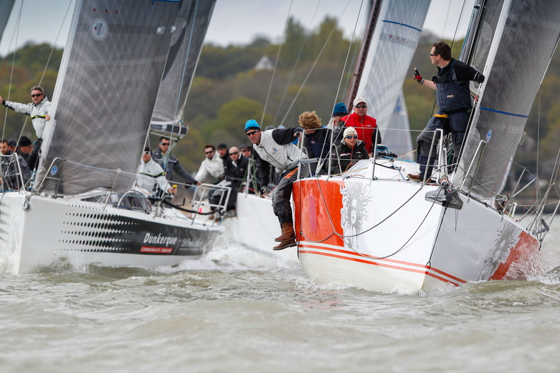James Neville's Ino, Corby 36 and Dunkerque Plaisance Gill Racing Team vie for the line
