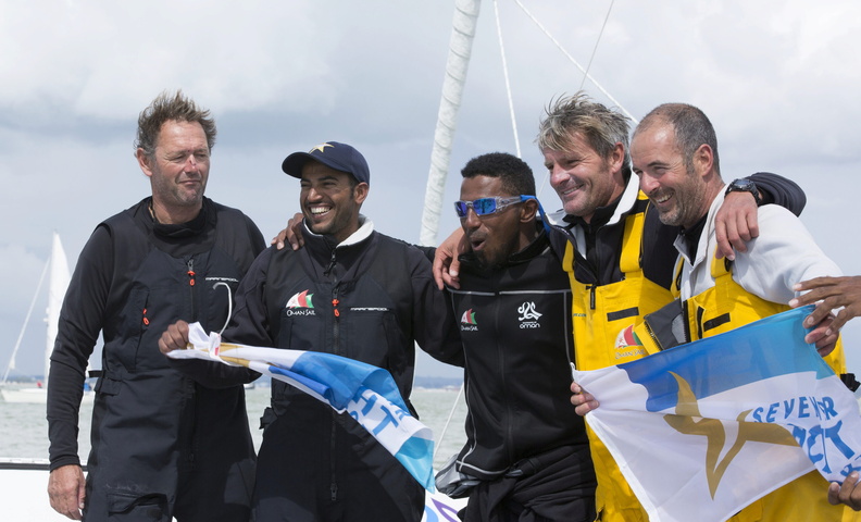 The Musandam-Oman Sail team celebrate their success in Cowes.