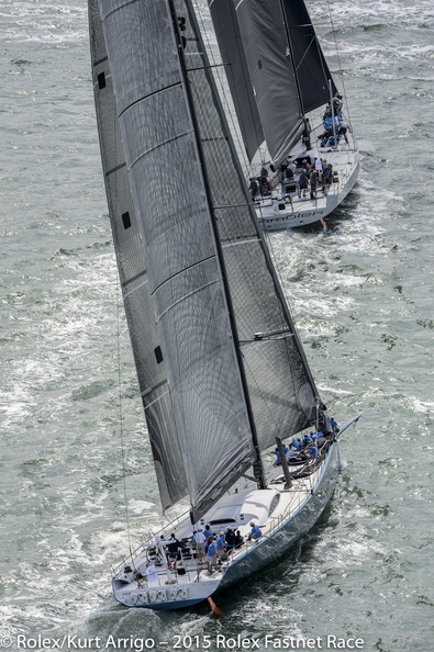 George David's Rambler 88 and Mike Slade's 100ft maxi, Leopard, racing in IRC CK