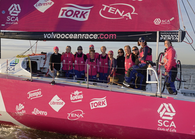 The crew onboard SCA finish the race and beat the all-female Round Britain and Ireland record.