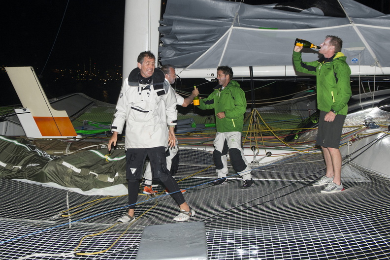 Champagne all round for Phaedo3's jubilant team