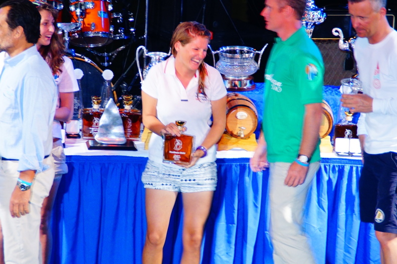 Competitors collecting their rum bottles