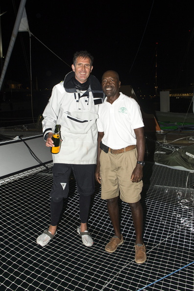 Brian Thompson, round the world record breaking British sailor with Franklin Braithwaite, AYC Commodore
