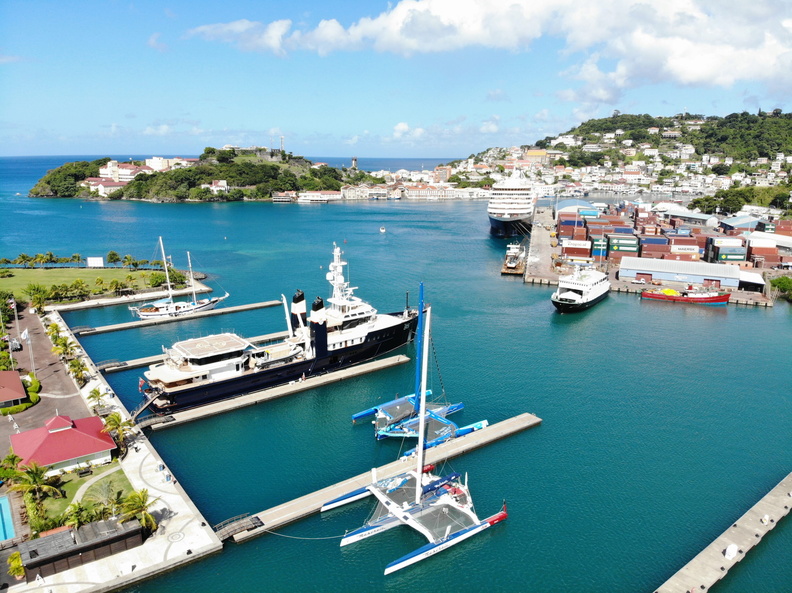 Maserati and PowerPlay on the dock at C&amp;N Port Louis Marinas