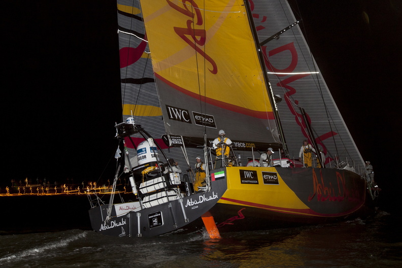 Azzam arrive in Cowes at the finish of the race