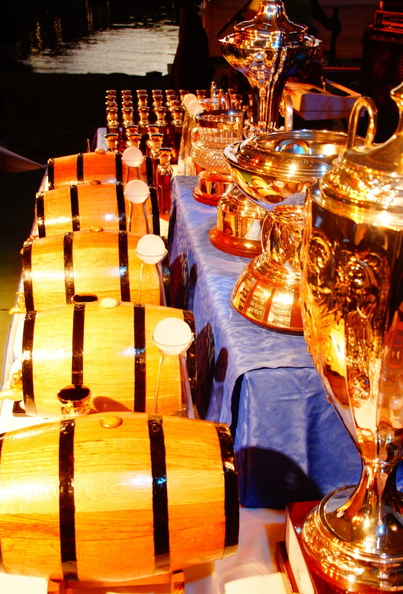 The trophies and rum barrels