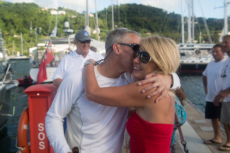 Alison Warne &amp; Mark Davies - Hugs on the dock on arrival