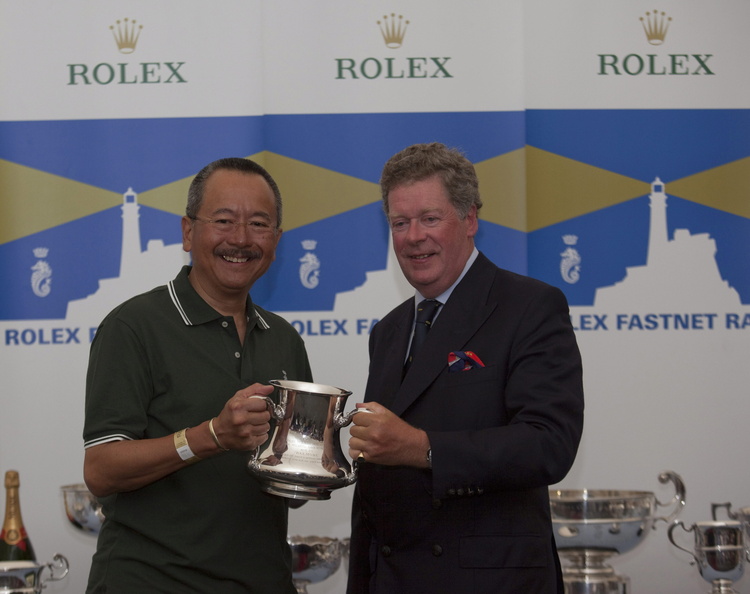 Rolex Fastnet Race Prizegiving at The Royal Citadel Barracks in Plymouth. BEAU GESTE Owner: Karl C L Kwok &amp; RORC Commodore 