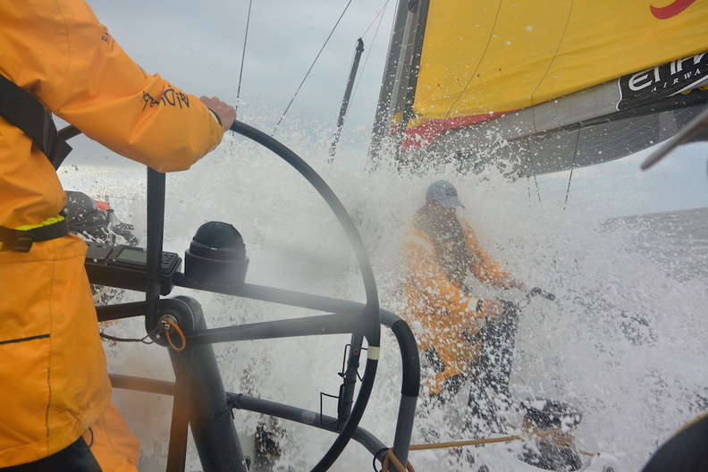 A very wet few days onboard Azzam as they power ahead of the other VO 65s during the race