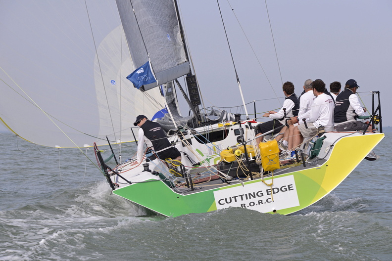 Cutting Edge, the Ker 40 owned by Robert Lutener and sailing in GBR Red