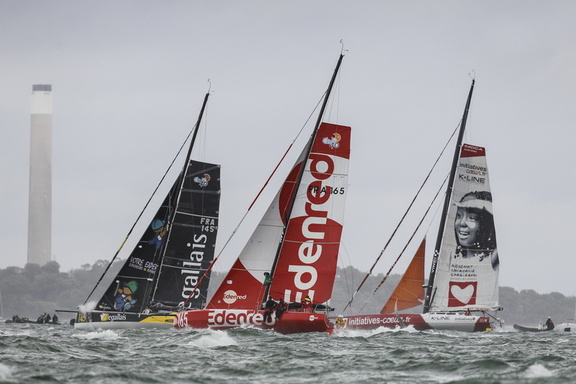 Class40s Legallais and Edenred line up alongside IMOCA Initiatives Coeur s starts from the RYS line