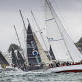 Stormvogel leads Moana and the rest of IRC One over the start line off Cowes