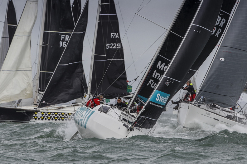Henry Bomby and Shirley Robertson racing doublehanded on Sun Fast 3300, Swell