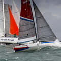 Figaro 3 Hope, sailed by Eric and Denis Delamare leading Challenger 1 of the Tall Ships Trust