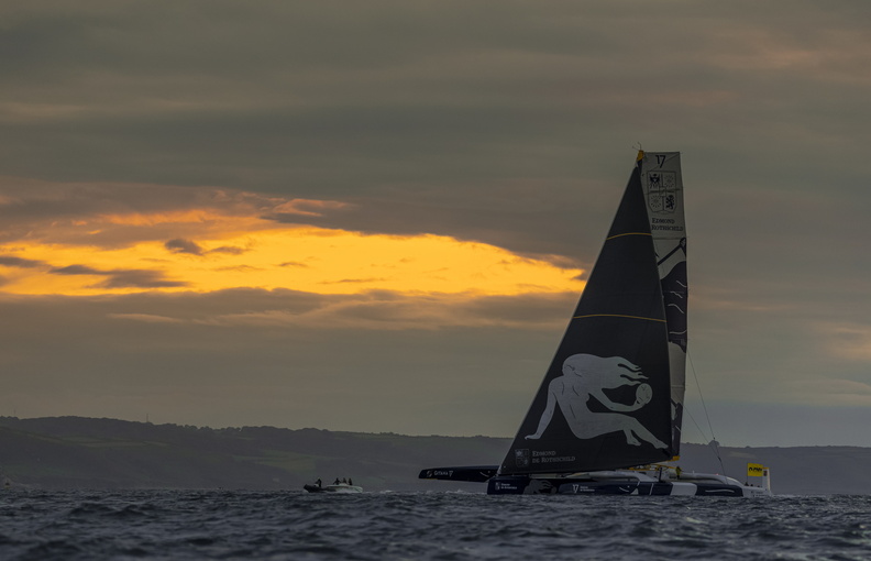 Approaching the finish in Cherbourg,  Ultime Maxi Edmond de Rothschild