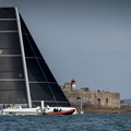 Argo, MOD70 sailed by Charles Corning and owned by Jason Carroll, finishes the Rolex Fastnet Race