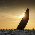 Silhouetted in the last of the day's sun, Skorpios - 2021 Monohull Line Honours Winner