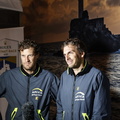 Co-skippers Charlie Dalin and Paul Meilhat of first finishing IMOCA, Apivia