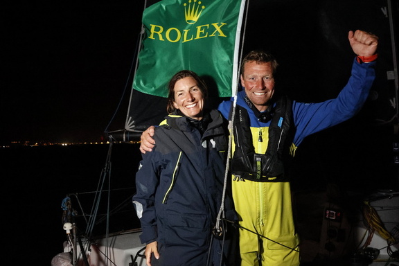 Kenneth Rumball and Pamela Lee, winners of the Figaro 3 class with RL Sailing