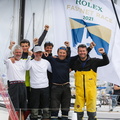 The crew of Trading-Advices celebrate their race as they look set to claim IRC Four