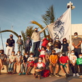 The visiting sailing school children gather at Calero Marinas - Marina Lanzarote