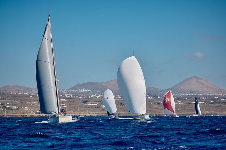 IRC One proceed away from Lanzarote's distinctive landscape, en route to Grenada